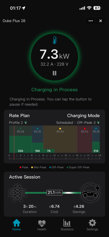 SmartApp Home bringing live charging, tariff and schedule together